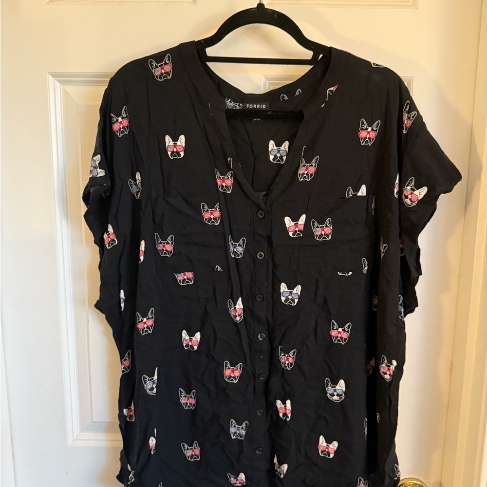 Torrid Dog Pattern Button-Down Shirt - image 1